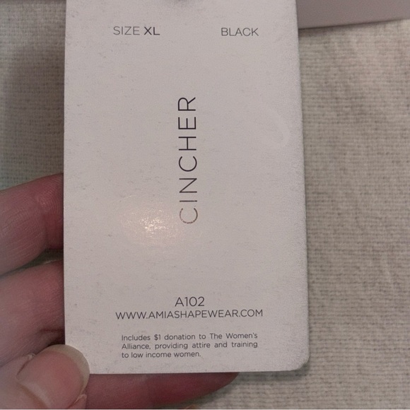 Amia Cincher Shape wear Black Latex Hook &‎ Eye Corset Waist trainer SzXL NWT - Picture 6 of 7